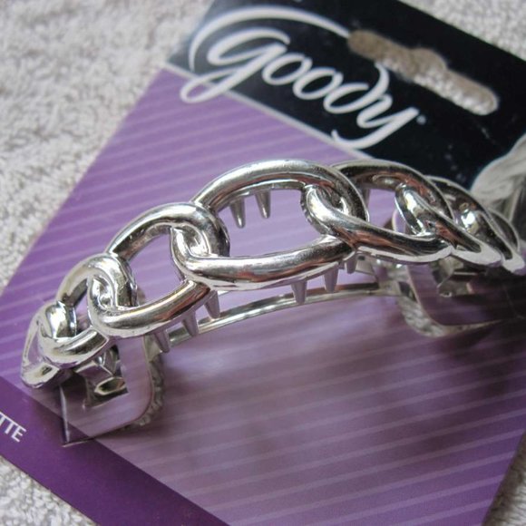 Interlocking Rings Goody Plastic Hair Barrette Metal Back Silver Gold Black Ring - Picture 13 of 16